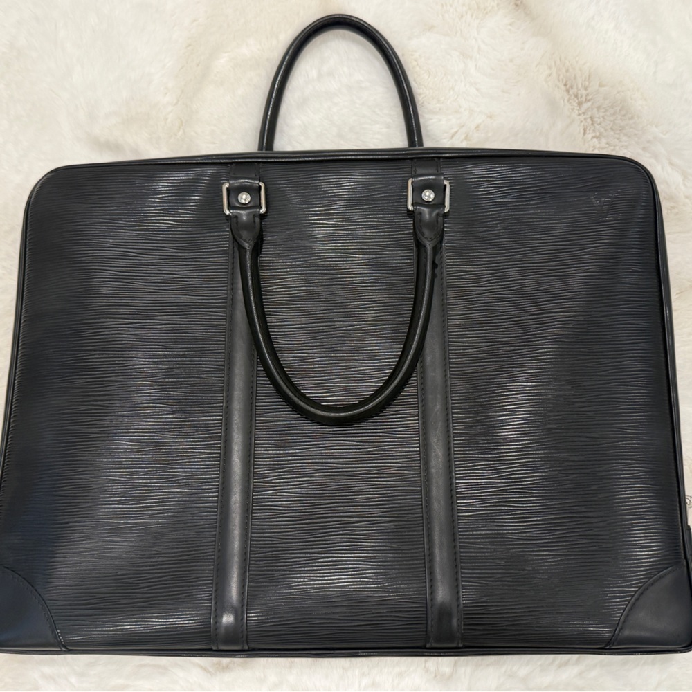 LOUIS VUITTON PORTE DOCUMENTS VOYAGE Business Bag Briefcase Epi, Black